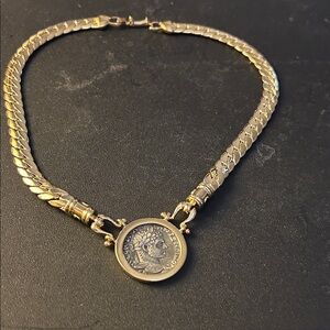 Carolee Gold and Silver Coin Pendant Necklace